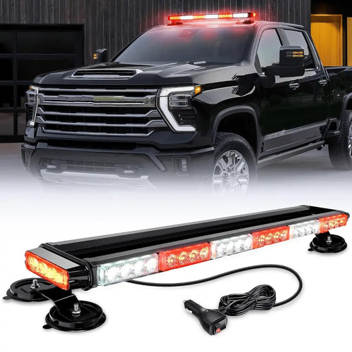 Nilight 29.5 Inch Roof Top Red White Strobe Lights 56LED Hazard Emergency Warning Light Bar Magnetic Mount
