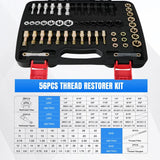 Nilight 56PCS Thread Chaser Set SAE Metric Universal UNC UNF Sizes | Master Thread Repair Kit with Case 23 Taps 28 Dies 3 Files 2 Gauge Automotive Tool for Mechanics Auto Shop Home Garage Repair, view 2
