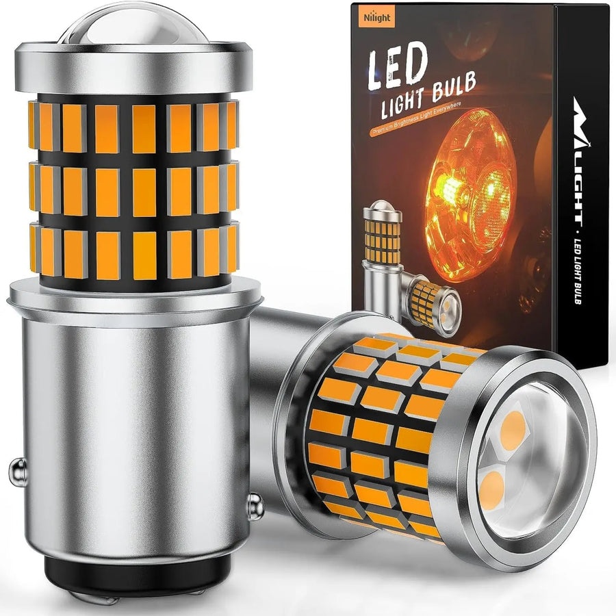 Nilight 57LED 1157 Amber Yellow 2057 2357 BAY15D 7528 LED Bulb (Pair)