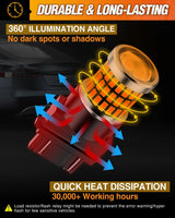 Nilight 57LEDs Amber Yellow 3156 3056 4157 3057 3157 LED Bulbs (Pairs), view 5