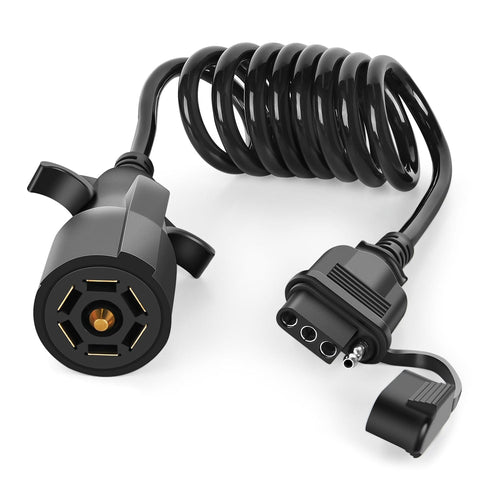 Nilight 5ft 7 Way to 4 Way Coiled Trailer Extension Wiring Harness