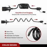 Nilight 5ft 7 Way to 4 Way Coiled Trailer Extension Wiring Harness, view 5