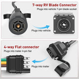 Nilight 5ft 7 Way to 4 Way Coiled Trailer Extension Wiring Harness, view 6