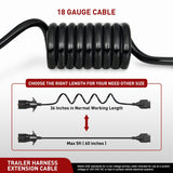 Nilight 5ft 7 Way to 5 Way Coiled Trailer Extension Wiring Harness, view 3