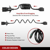 Nilight 5ft 7 Way to 5 Way Coiled Trailer Extension Wiring Harness, view 4