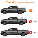 Nilight 5ft Soft Roll Up Truck Bed Cover for Ford Ranger 2019 2020 2021 2022 2023, view 3