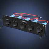 Nilight 5Gang 3Pin Blue Rocker Switch Panel, view 2