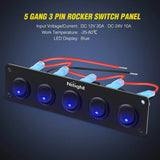 Nilight 5Gang 3Pin Blue Rocker Switch Panel, view 5