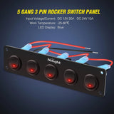 Nilight 5Gang 3Pin Red Rocker Switch Panel, view 4
