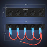 Nilight 5Gang 3Pin Rocker Switch Panel Blue, view 2