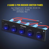 Nilight 5Gang 3Pin Rocker Switch Panel Blue, view 4