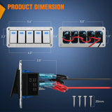 Nilight 5Gang Aluminum 3Pin ON/Off Blue Led Rocker Switch Panel, view 2