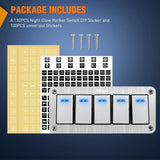 Nilight 5Gang Aluminum 3Pin ON/Off Blue Led Rocker Switch Panel, view 6