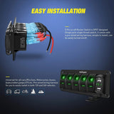 Nilight 5Gang Aluminum 5Pin ON/Off Green Rocker Switch Panel w/ 4.8 Amp Dual USB Charger Voltmeter, view 3
