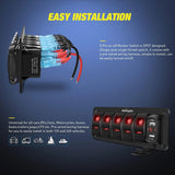 Nilight 5Gang Aluminum 5Pin ON/Off Red Rocker Switch Panel w/ 4.8 Amp Dual USB Charger Voltmeter, view 3