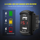 Nilight 5Gang Aluminum 5Pin ON/Off Red Rocker Switch Panel w/ 4.8 Amp Dual USB Charger Voltmeter, view 4