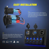 Nilight 5Gang Aluminum Rocker Switch Panel w/ Dual USB Cigarette Lighter Socket Voltmeter, view 3