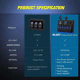 Nilight 5Gang Aluminum Rocker Switch Panel w/ Dual USB Cigarette Lighter Socket Voltmeter, view 5