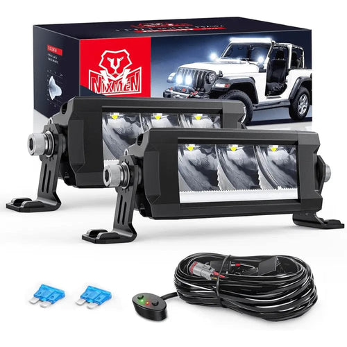Nilight 5.3 Inch 15W 1680LM Slim DRL Anti-Glare Spot LED Light Bars (Pair) | 16AWG DT Wire
