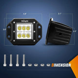 Nilight 4.8 Inch 18W Flush Mount Flood LED Work Light Kit | 10FT Wire 3Pin Switch, view 2