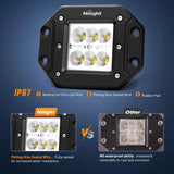 Nilight 4.8 Inch 18W Flush Mount Flood LED Work Light Kit | 10FT Wire 3Pin Switch, view 5