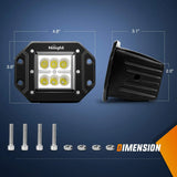 Nilight 4.8 Inch 18W Flush Mount Flood Led Work Lights (Pair) | 12V 5Pin Rocker Switch Wire, view 2