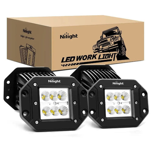 Nilight 4.8 Inch 18W Flush Mount Flood LED Work Lights (2 Pairs)