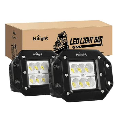 Nilight 4.8 Inch 18W Flush Mount Flood Led Work Lights (Pair)