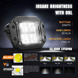Nilight 4.8 Inch 20W 2510LM Flush Mount Spot LED Work Lights (Pair) | 16AWG DT Wire, view 3