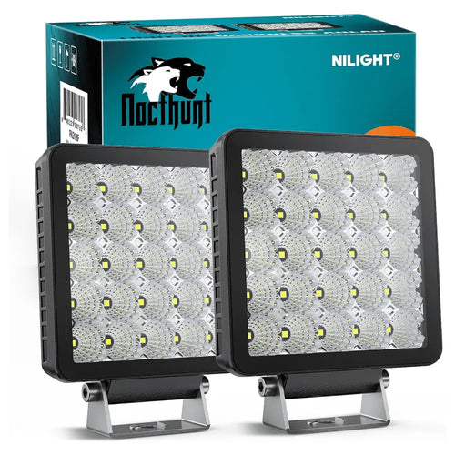 Nilight 5 Inch 25LED Square Flood Built-in EMC LED Pod Lights (Pair)