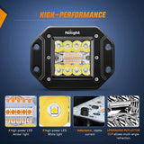Nilight 4.8 Inch 42W Flush Mount Amber White Spot Flood LED Pods | 16AWG DT Wire, view 4