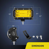 Nilight 5.2 Inch 72W 10800LM Yellow Flood Led Light Bar Kit (Pair) | 16AWG Wire 3Pin Switch, view 2