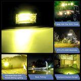 Nilight 5.2 Inch 72W 10800LM Yellow Flood Led Light Bar Kit (Pair) | 16AWG Wire 3Pin Switch, view 3