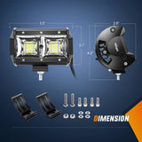 Nilight 5 Inch 96W 3600LM Quad Row Flood LED Light Bar (Pair), view 2