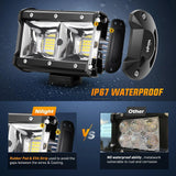 Nilight 5 Inch 96W 3600LM Quad Row Flood LED Light Bar (Pair), view 4