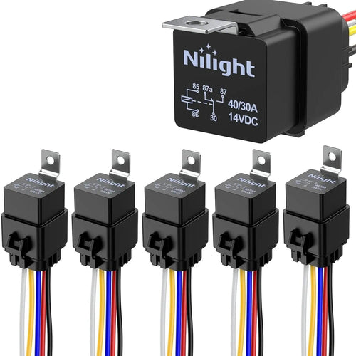 Nilight 5Pack 5Pin SPDT 12V Relay W/ 12AWG Tinned Copper Wires