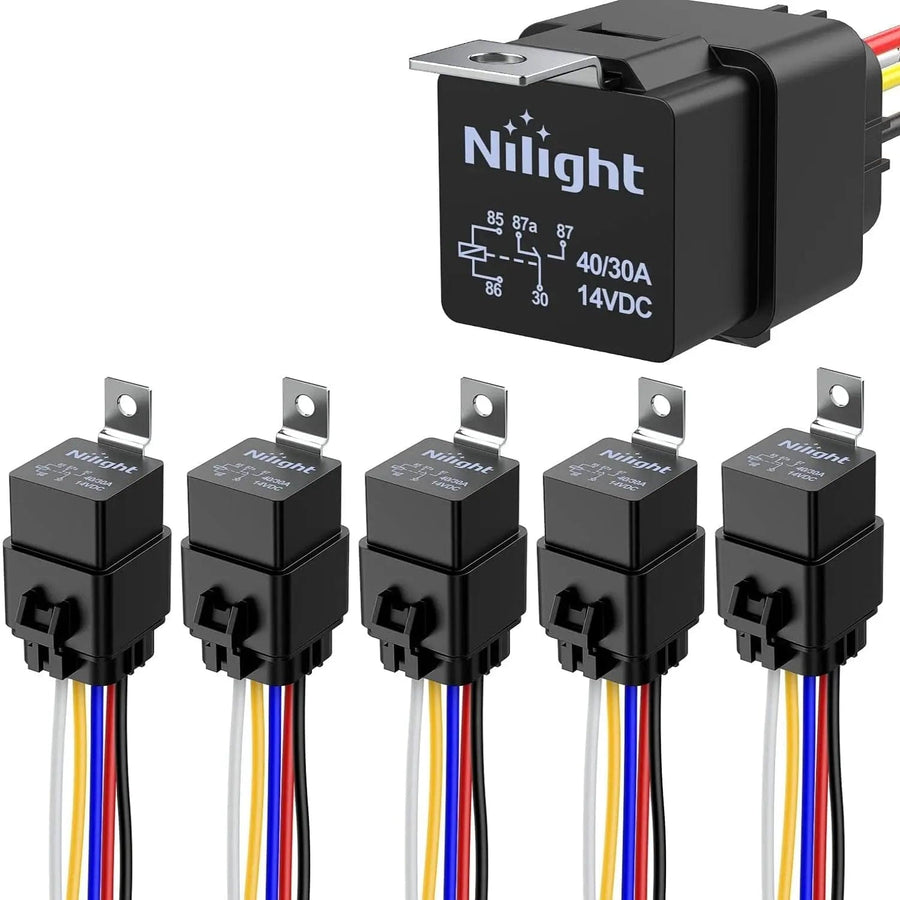 Nilight 5Pack 5Pin SPDT 12V Relay W/ 12AWG Tinned Copper Wires