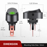 Nilight 5Pcs 12V 30A Round Toggle LED Switch with Green LED Indicator, view 3