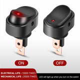 Nilight 5Pcs 12V 30A Round Toggle LED Switch with Red LED Indicator, view 6