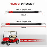 Nilight 5PCS 4 AWG Golf Cart Battery Cable Kit Pure Copper for EZGO TXT | Heavy Duty Pure Copper AC/DC Wire Kits with Tinned Copper Lugs for 36V/48V EZGO TXT 1994-up, view 3