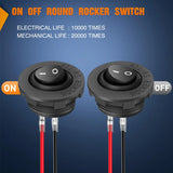 Nilight 5PCS ON Off Round SPST 20mm Mini 12 Volt DC 2 Pin Circle Toggle Switch with 160mm Wiring Harness, view 2