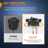 Nilight 5PCS ON Off Round SPST 20mm Mini 12 Volt DC 2 Pin Circle Toggle Switch with 160mm Wiring Harness, view 4
