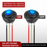 Nilight 5PCS Waterproof Round Rocker Switch w/Wiring Harness Switches Holder 12V 24V Blue LED Lighted On Off Toggle Shell SPST 3Pin for Switch Panel Car RV Trucks Marine Boats, view 2