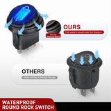 Nilight 5Pcs Waterproof Round Rocker Toggle Blue LED Switch 12V 20A 3 Pin ON Off SPST for Car Truck Boat Marine Automotive RV with Locked Terminal Wires, view 5