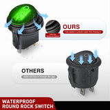 Nilight 5Pcs Waterproof Round Rocker Toggle Green LED Switch 12V 20A 3 Pin ON Off SPST for Car Truck Boat Marine Automotive RV with Locked Terminal Wires, view 5