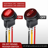 Nilight 5Pcs Waterproof Round Rocker Toggle Red LED Switch 12V 20A 3 Pin ON Off SPST for Car Truck Boat Marine Automotive RV with Locked Terminal Wires, view 2