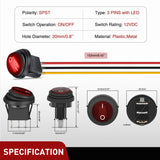 Nilight 5Pcs Waterproof Round Rocker Toggle Red LED Switch 12V 20A 3 Pin ON Off SPST for Car Truck Boat Marine Automotive RV with Locked Terminal Wires, view 3