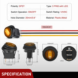 Nilight 5Pcs Waterproof Round Rocker Toggle Yellow LED Switch 12V 20A 3 Pin ON Off SPST for Car Truck Boat Marine Automotive RV with Locked Terminal Wires, view 3