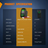 Nilight 5Pin Laser On/Off LED Pod Lights Rocker Switch Green, view 5
