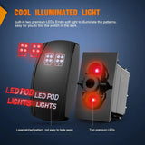 Nilight 5Pin Laser On/Off LED Pod Lights Rocker Switch Red, view 3